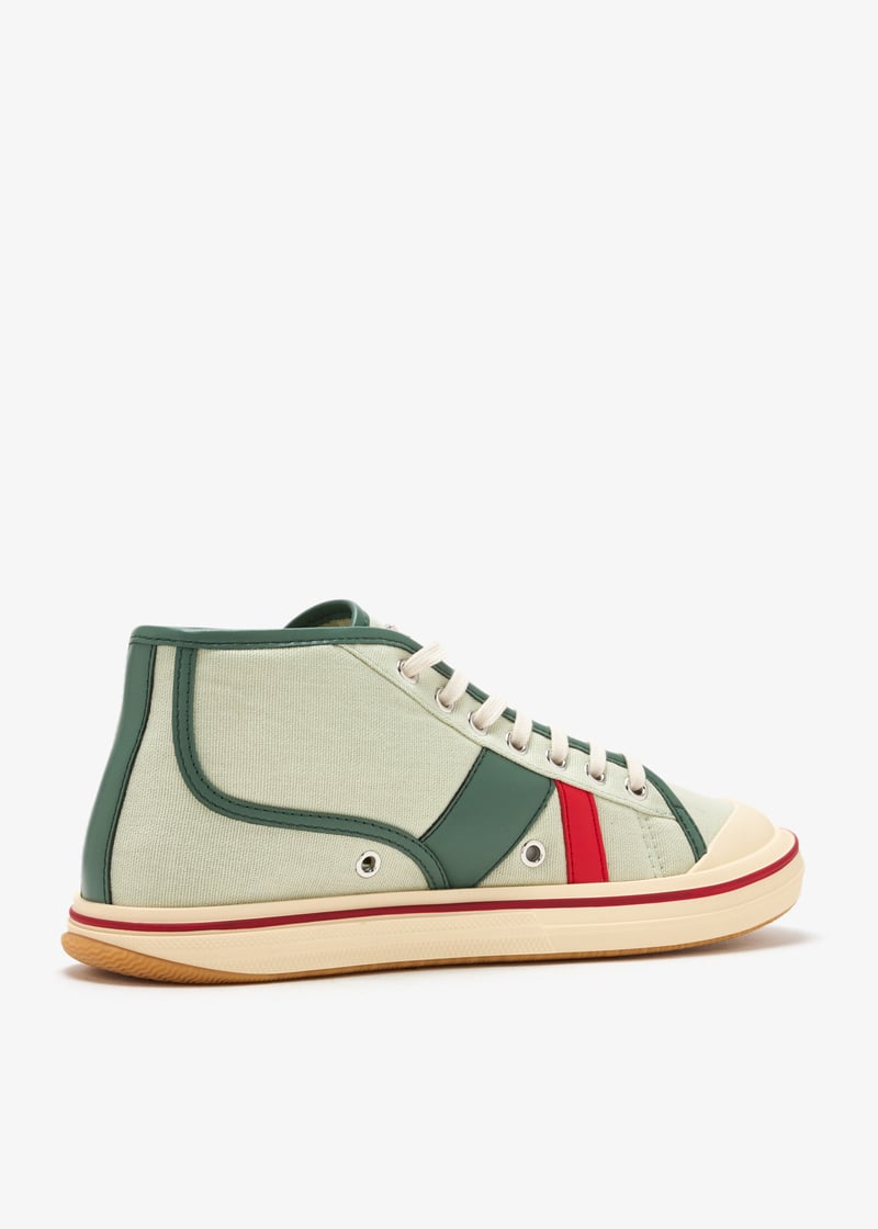 【関税＆送料込み】Bottega Veneta Eliot Mid-Top Canvas Snea Bottega Veneta® Women's Eliot Sneaker in Scarlet/tomato