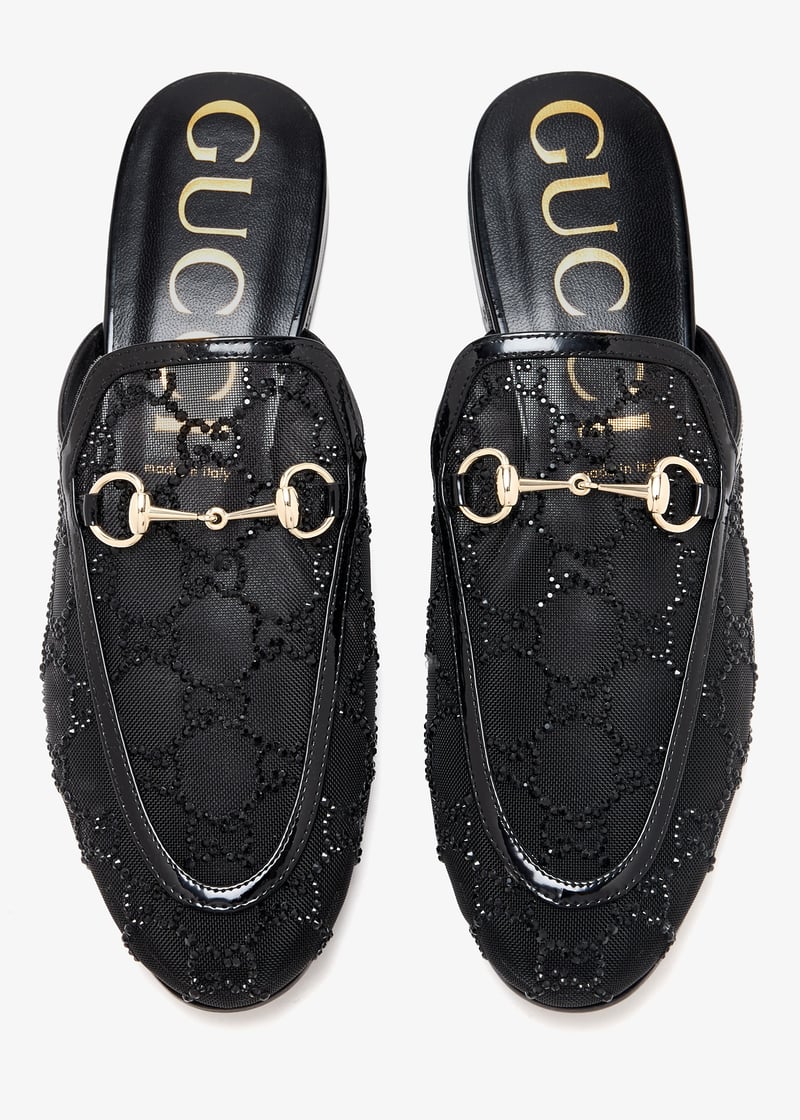 【関税&送料込】Gucci Black Gg Fabric Slippers Gucci Princetown slippers for Women - Black in UAE | Level Shoes