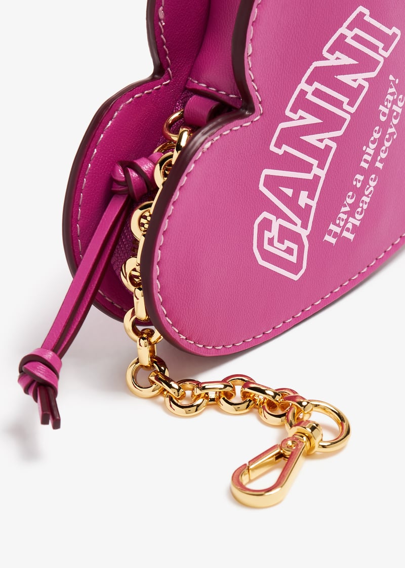Ganni Funny Heart zipped coin purse for Women - Pink in UAE