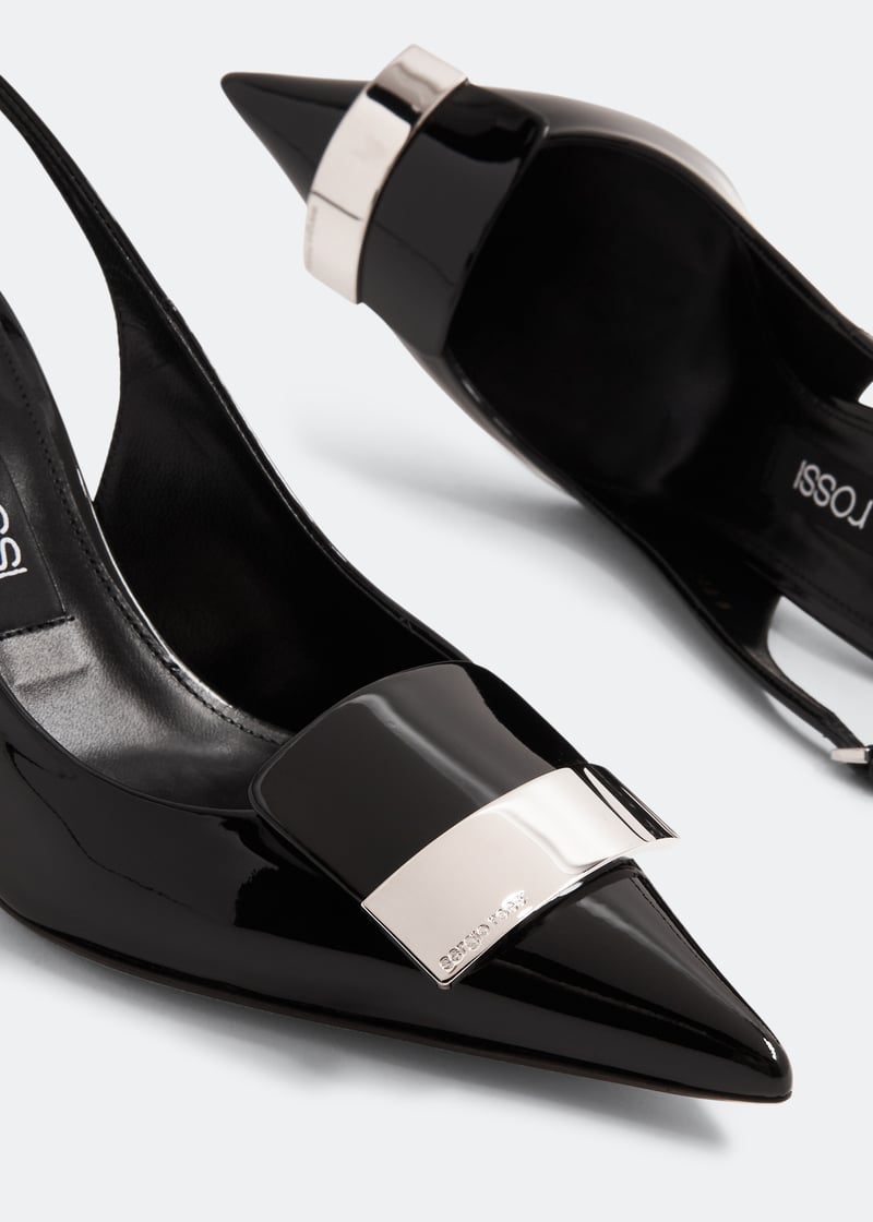 【関税&送料込】Sergio Rossi Sr1 Slingbacks In Satin And Cry sr1 Slingbacks Wine – Sergio Rossi