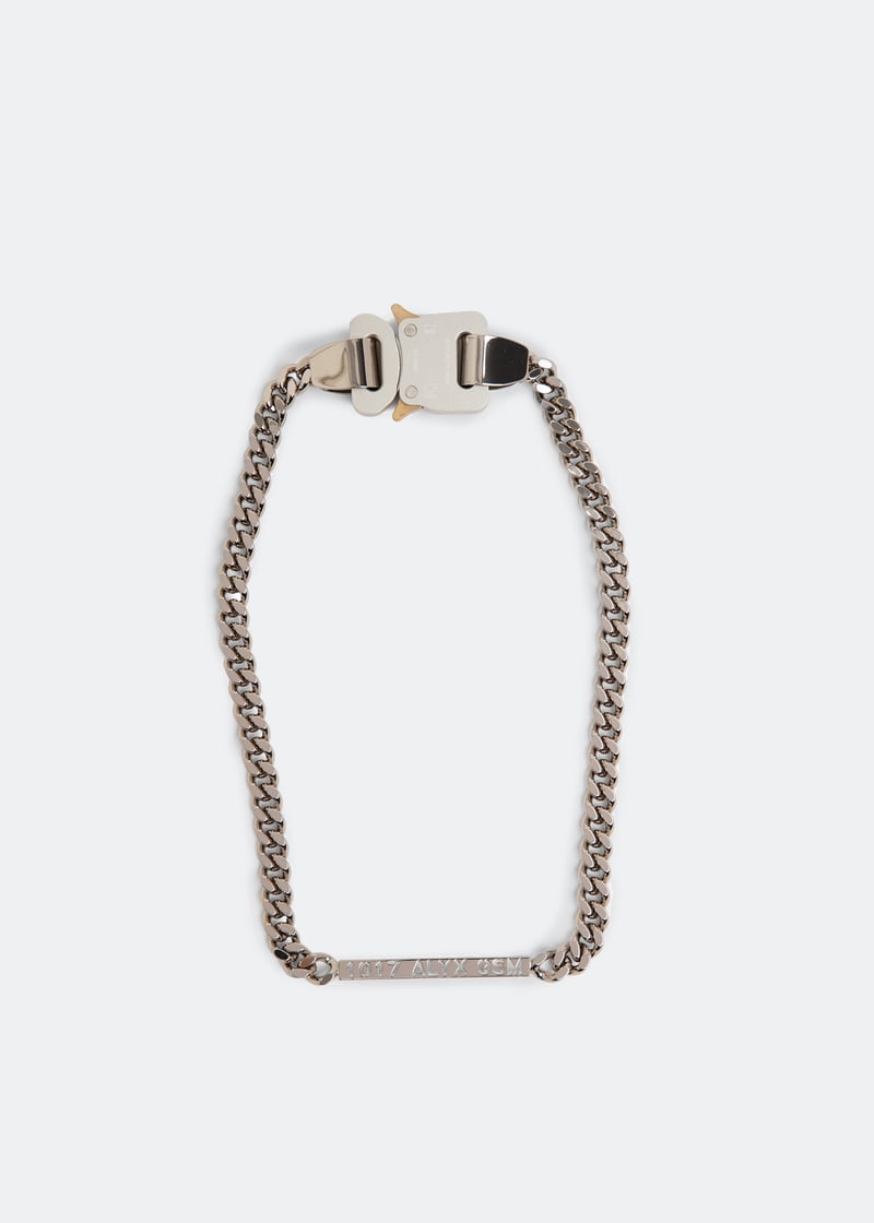 ★ALYX★ l Buckle Necklace Silver AAUJW0213OT01GRY0002 2x Chain Buckle Necklace by 1017 ALYX 9SM on Sale