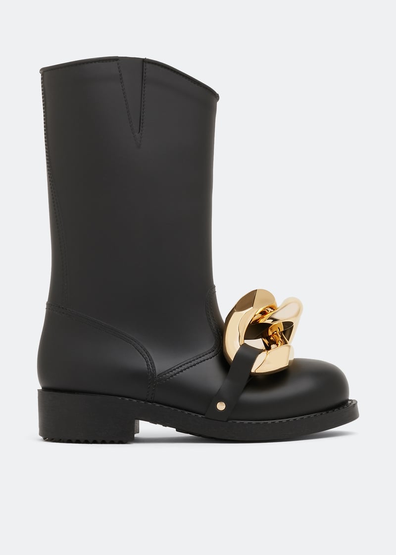 JW ANDERSON アンダーソン Chain チェーン Boots アンクルブーツ Chain leather ankle boots in black - JW Anderson | Mytheresa