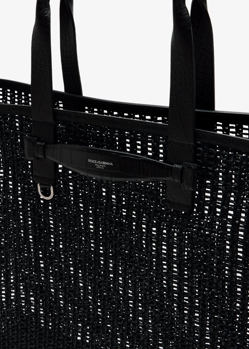 【関税・送料込み】Dolce & Gabbana Woven Mesh Shopping Bag Dolce&Gabbana Woven mesh shopper for Men - Black in UAE