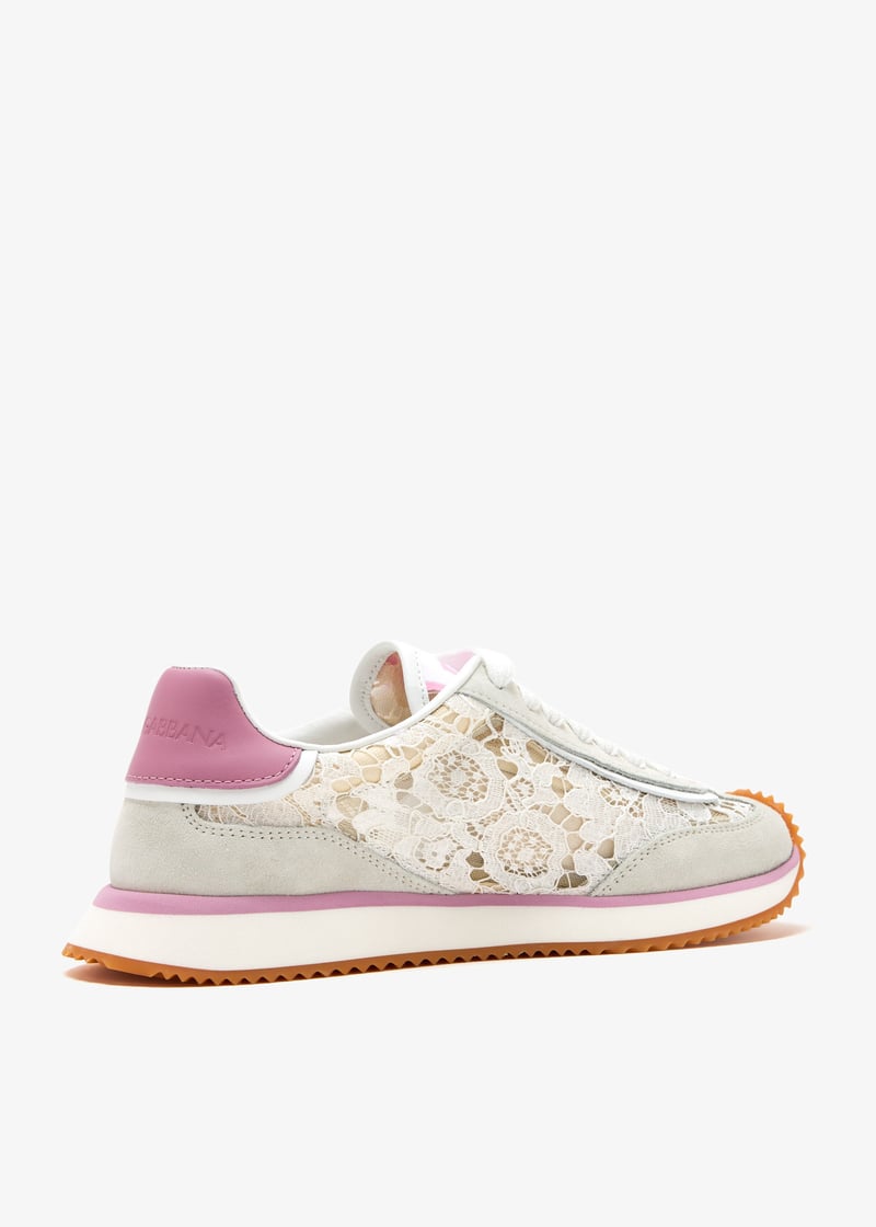 スニーカー DOLCE & GABBANA WHITE AND PINK DG CUSHION SNEAKERS Dolce & Gabbana Women's White Pink DG Cushion Sneakers