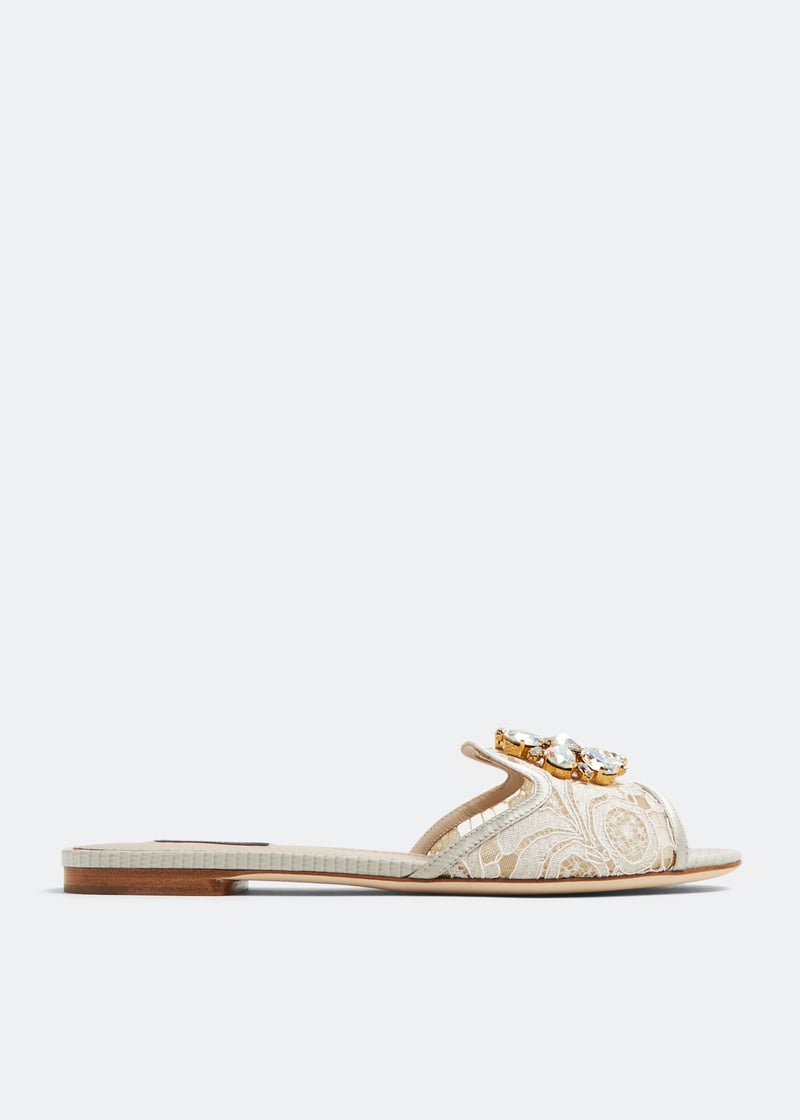 Dolce&Gabbana Lace flat sandals for Women - White in UAE