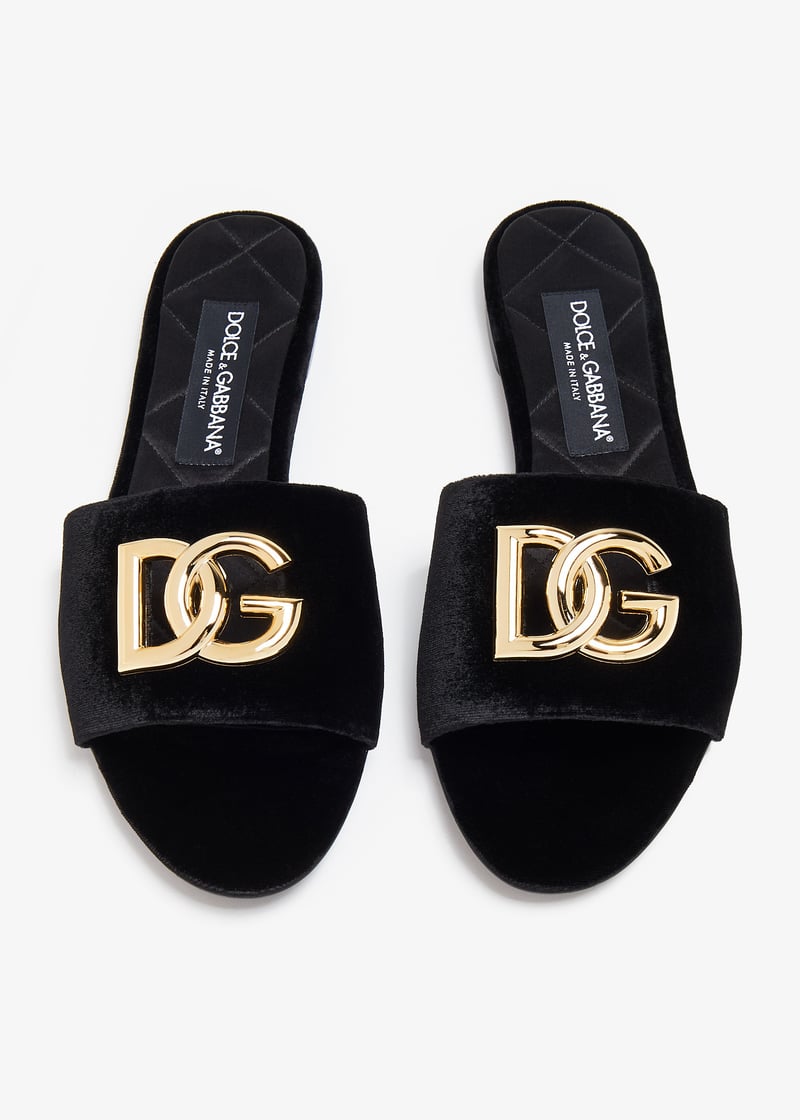 【関税&送料込み】Dolce & Gabbana Velvet Sandal Dolce&Gabbana Velvet sandals for Women - Black in UAE