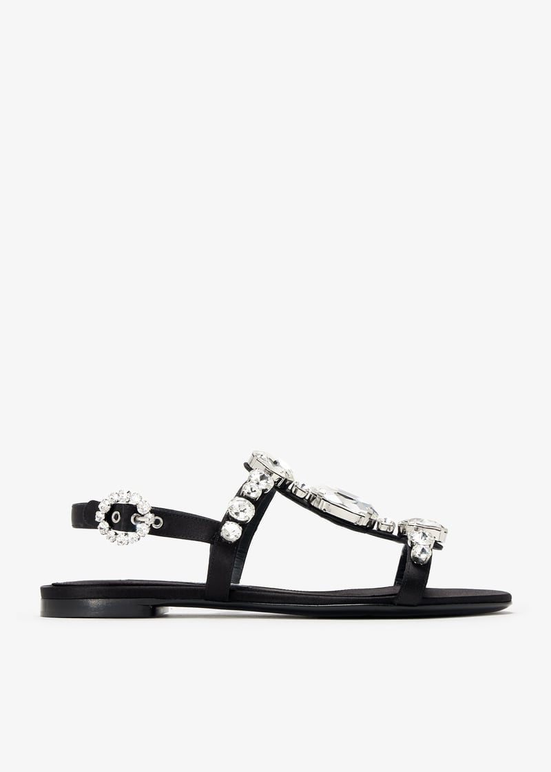DOLCE & GABBANA キム エンヘリッシュ サテン サンタル Dolce&Gabbana Gemstone satin sandals for Women - Black in