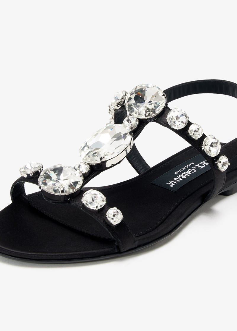 Dolce&Gabbana Gemstone satin sandals for Women - Black in