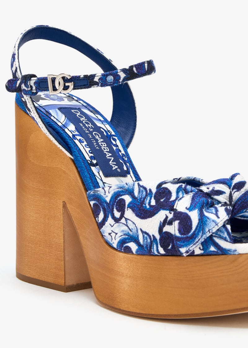 サンダル・ミュール Dolce & Gabbana 'Maiolica' wedges Dolce&Gabbana Maiolica-print wedge sandals for Women - Blue