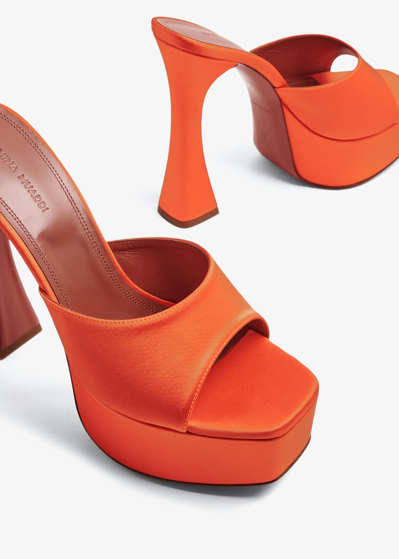 Amina Muaddi Dalida platform mules for Women - Orange in KSA