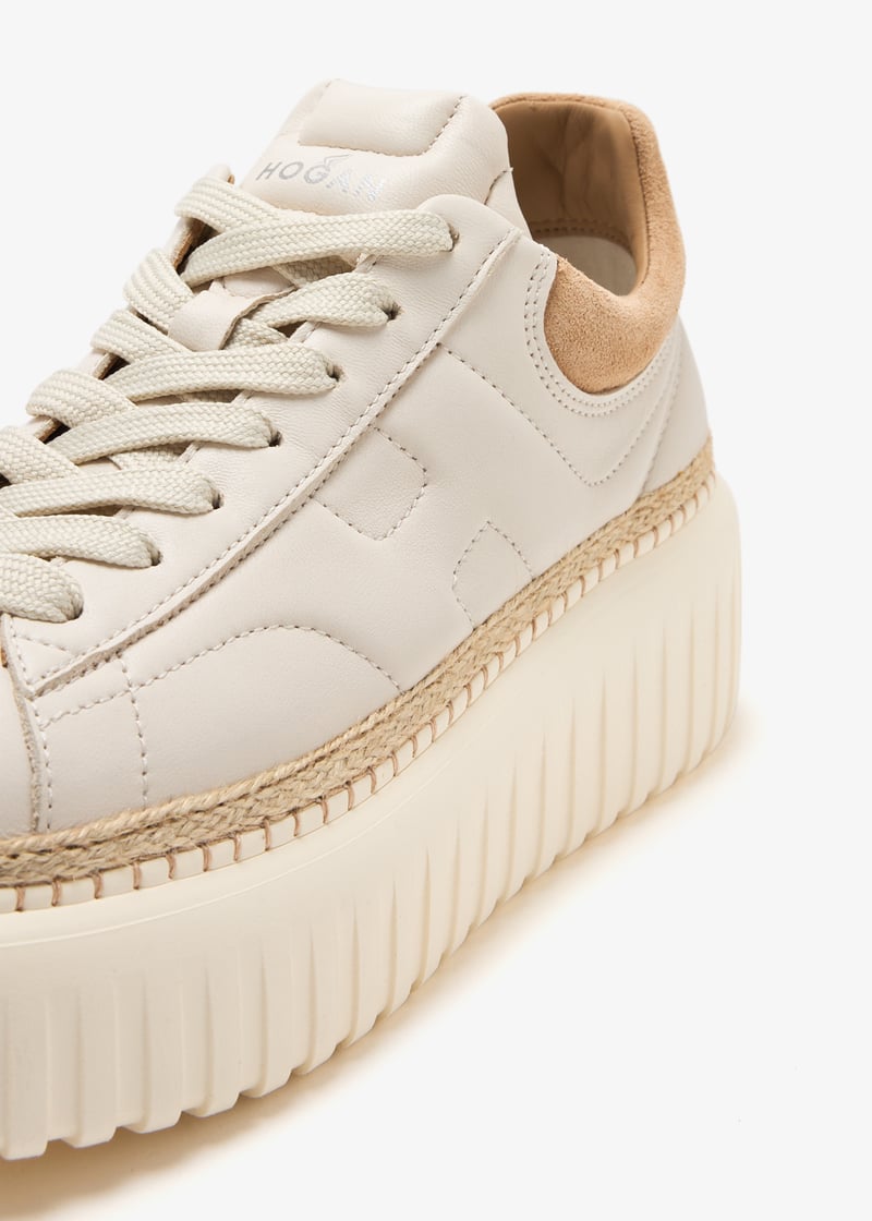 【関税込み】H Stripes Sneakers - Hogan - Leather - Beige Sneakers Hogan H-Stripes IVORY for Woman