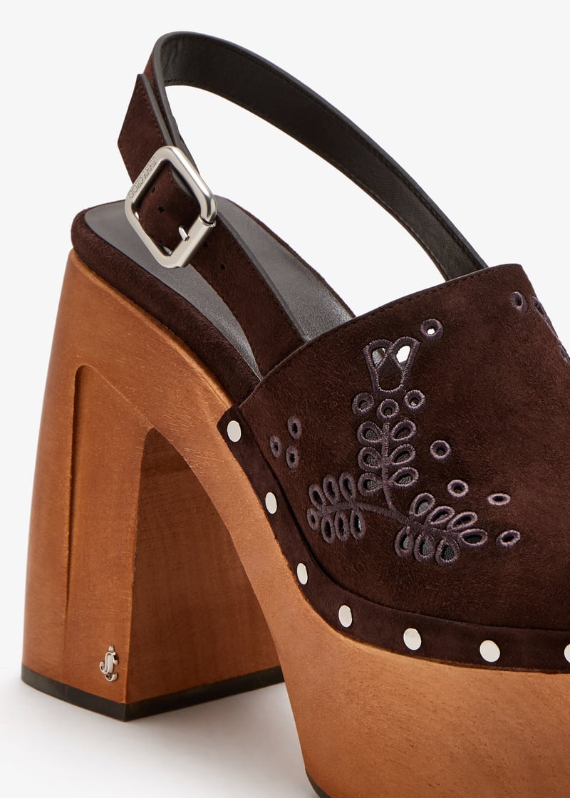 パンプス JIMMY CHOO ALIDA PUMP CLOGS Alida Platform 135 |Suede Slingback Clog with Sangallo