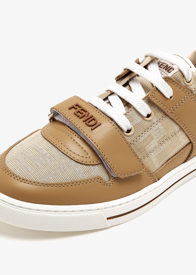 FENDI FF jacquard sneakers for Boy - Beige in UAE | Level Shoes