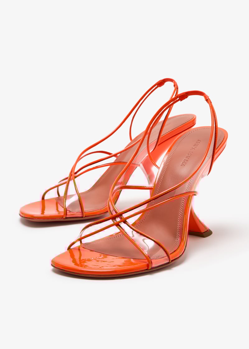 サンダル・ミュール AMINA MUADDI LENA SANDALS IN PATENT LEATHER AND PVC Amina Muaddi Lena 90 sandals for Women - Orange in Kuwait
