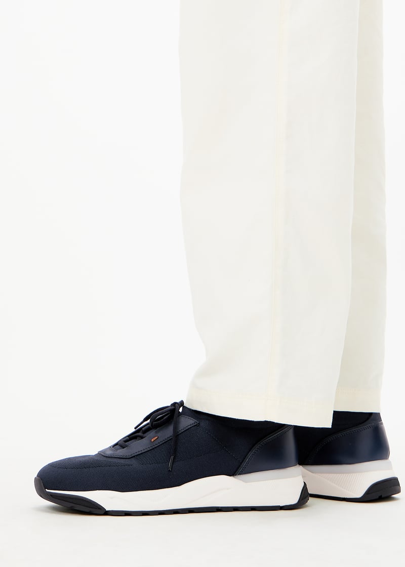 Santoni Stretch knit sneakers for Men - Blue in Qatar