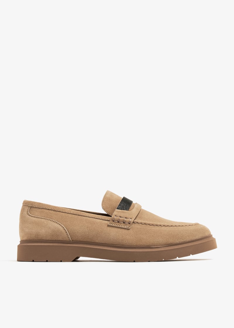 Brunello Cucinelli Suede penny loafers for Women - Beige in