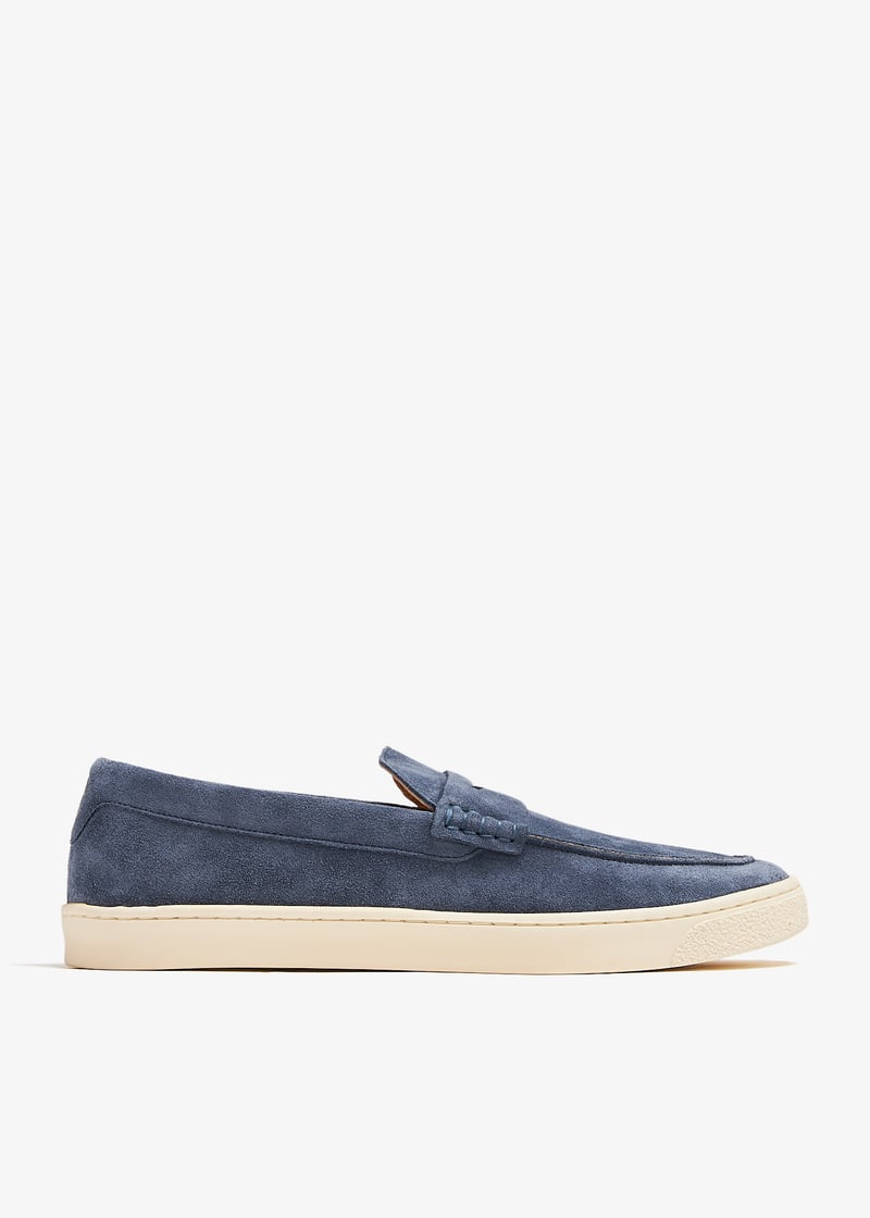 Brunello Cucinelli Suede penny loafers for Men - Blue in UAE