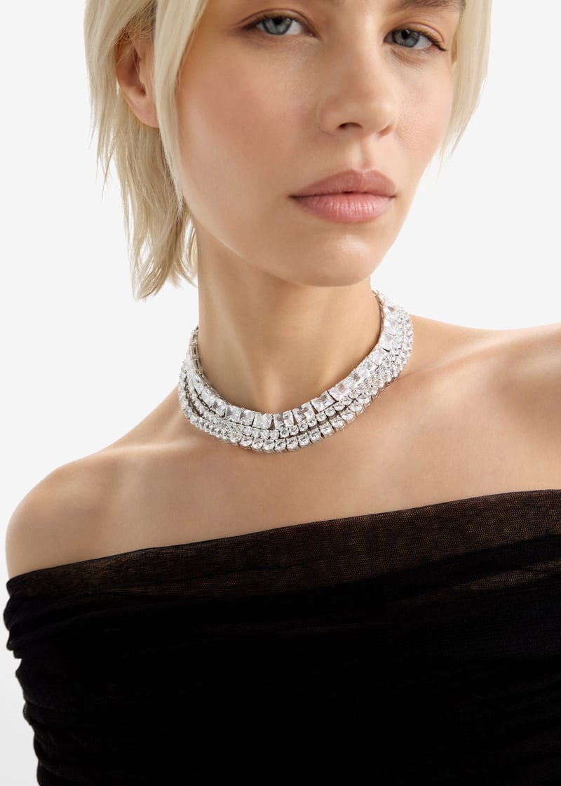 Self-Portrait Multi Crystal choker for Women - Silver in KSA