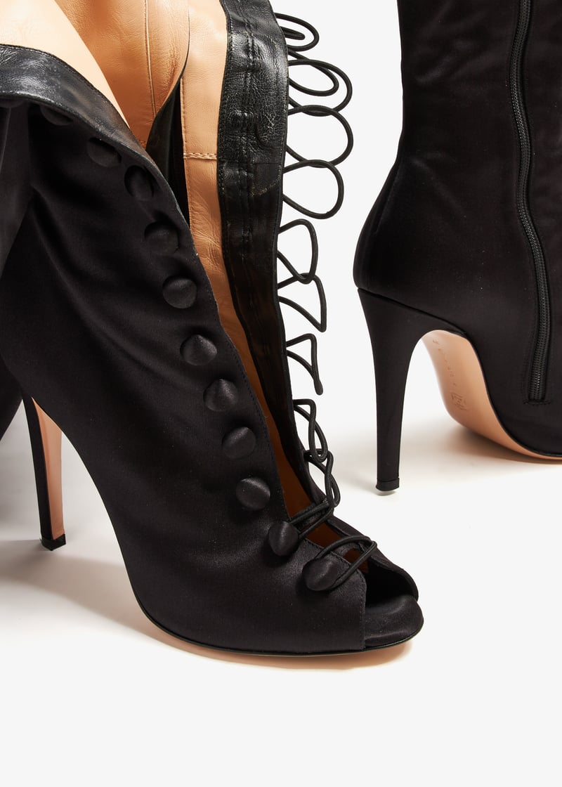 Gianvito Rossi Open Toe Black Leather Booties Gianvito Rossi Vamp