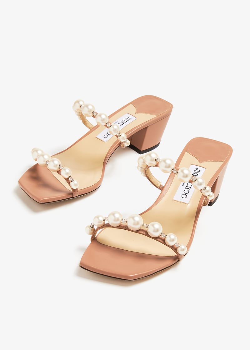 お洒落パール★Jimmy Choo AMARA 45 レザー ミュール LATTE お洒落パール☆Jimmy Choo AMARA 45 レザー ミュール LATTE