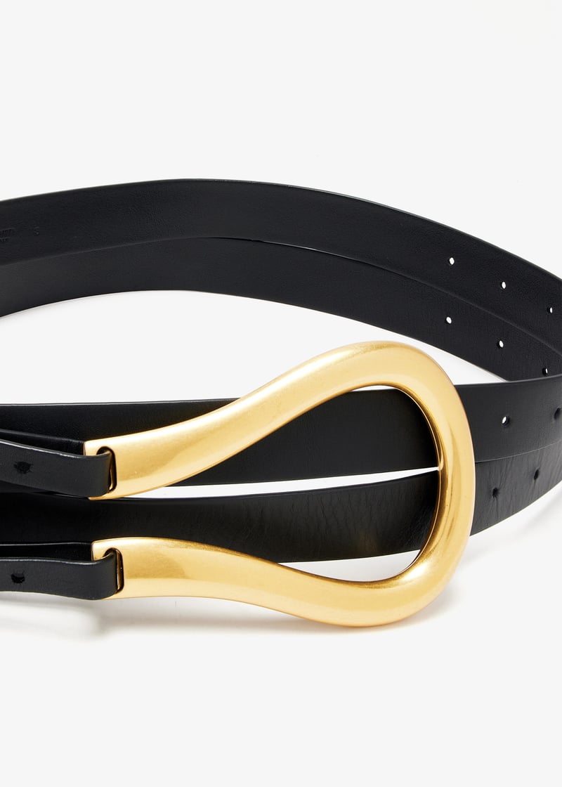 【送料&関税込】Bottega Veneta Leather Double Strap Belt Bottega Veneta Double Strap Leather Belt With Horseshoe