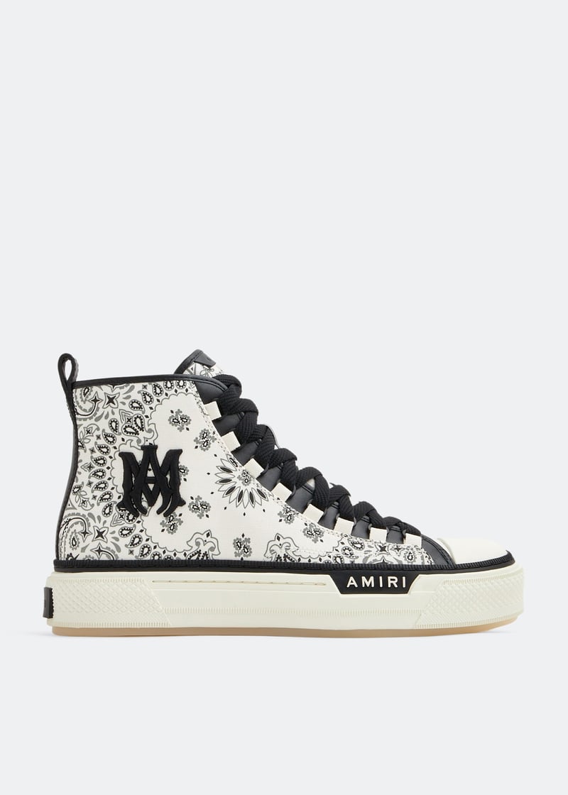 国内発送/送料関税込【AMIRI】 Bandana Skate Shoe Amiri Bandana Denim Skeleton Top Low Sneaker in Black | FWRD