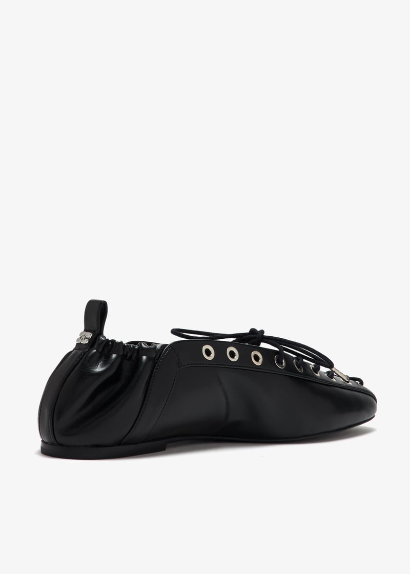 Ganni Oleatex lace-up ballerinas for Women - Black in Qatar
