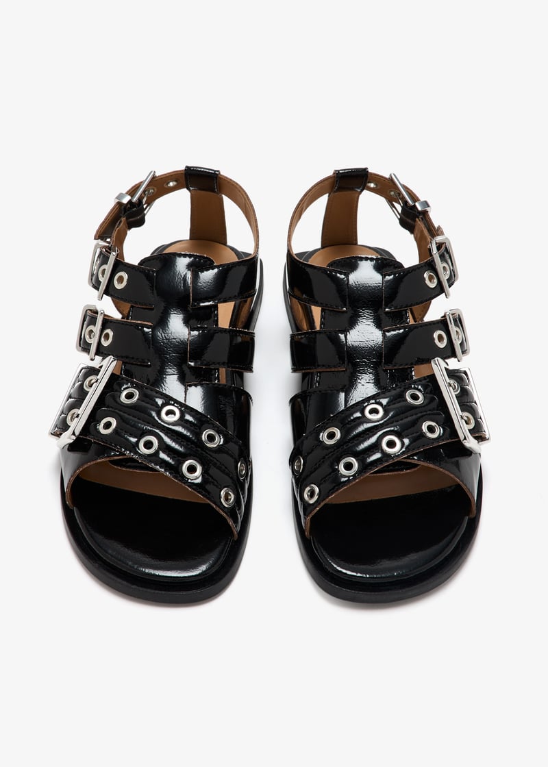 Ganni Feminine buckle flat sandals for Women - Black in UAE