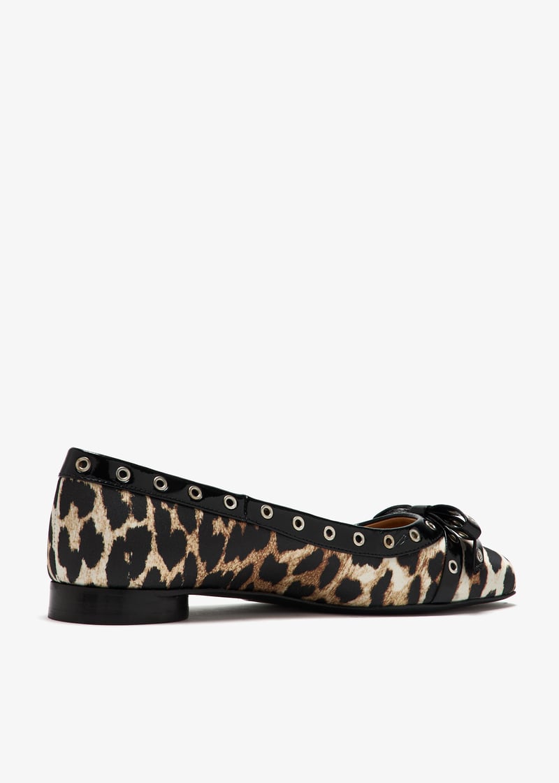 Ganni Bow ballerinas for Women - Animal Printed in UAE