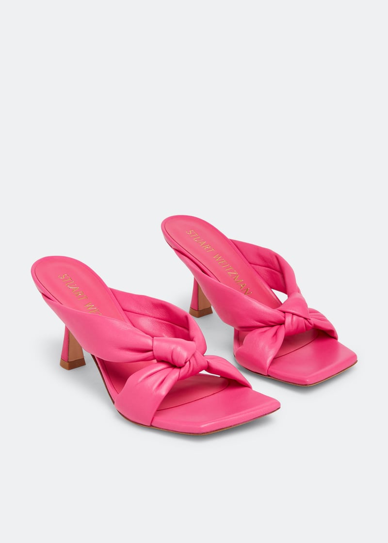 サンダル・ミュール STUART WEITZMAN Pink Nappa Leather Playa Slippers Stuart Weitzman Playa 75 Knot Sandals Pumps Choosing Size