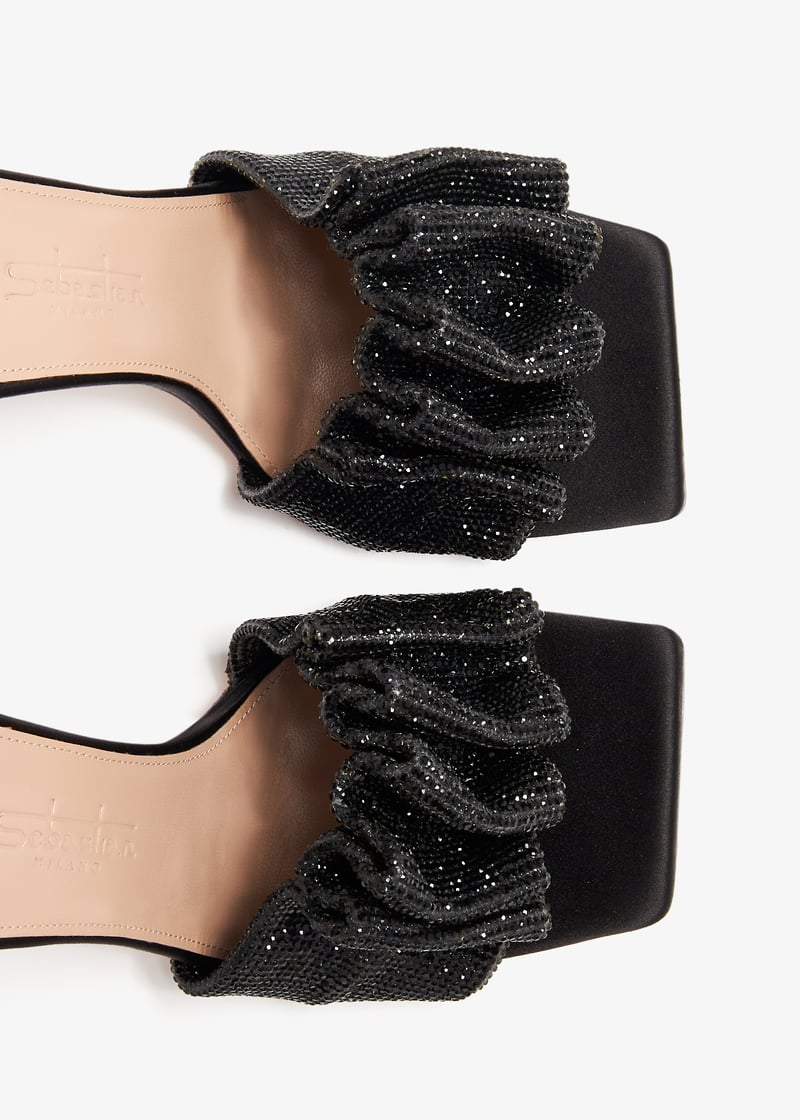 サンダル・ミュール SEBASTIAN SS23 'Cher' mules (SE1148 BLACK) Sebastian Milano Cher crystal 95 mules for Women - Black in
