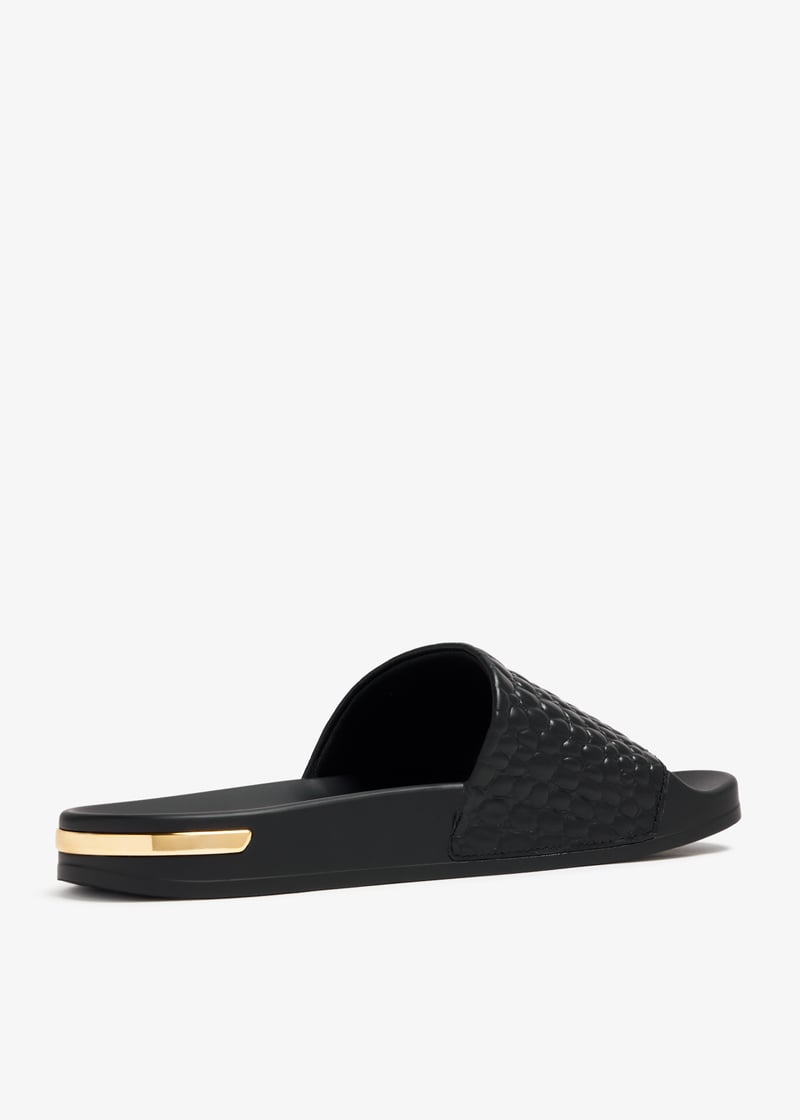 Mallet Midnight croc slides for Men - Black in UAE | Level Shoes