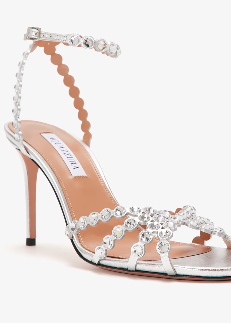 シューズ・サンダルその他 AQUAZZURA Woman Heeled sandals Silver TEMHIGSCSPP CCC Temptation Crystal Sandal 105 SILVER Aquazzura@ Official