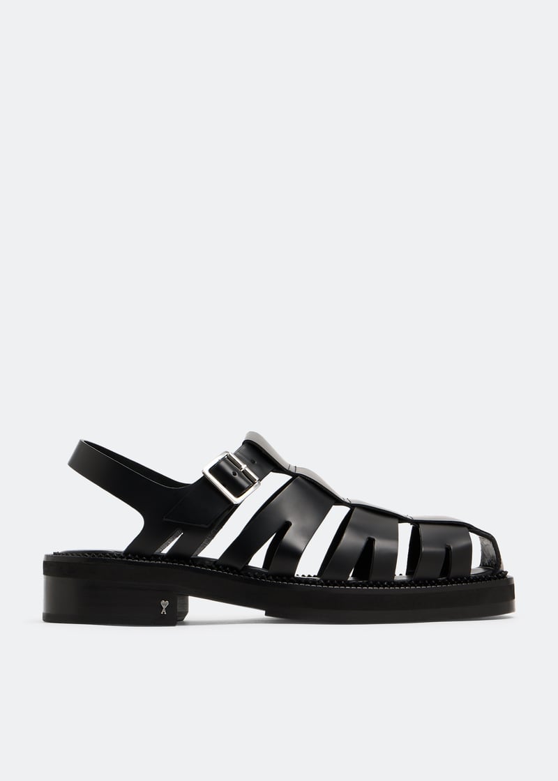 【AMI Paris】Fisherman Brushed Leather Sandal Ami Paris Leather fisherman sandals AMI