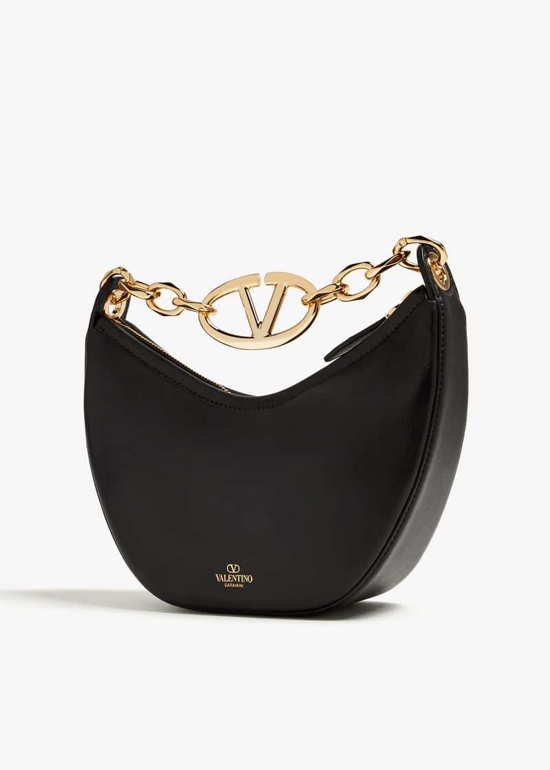 ヴァレンティノ Vlogo ムーン ブラック ミニ ホーボー バッグ Vlogo Moon Mini Hobo Bag In Nappa Leather With Chain for