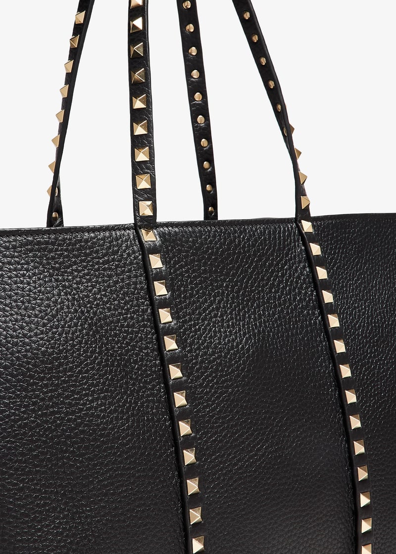 トートバッグ VALENTINO GARAVANI ROCKSTUD MEDIUM TOTE BAG IN BLACK LEATHER Valentino Garavani Rockstud Medium Tote - Joseph