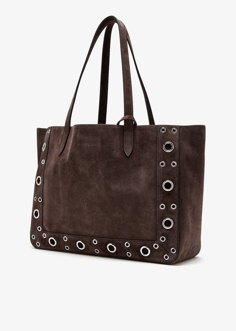 【関税&送料込】Valentino Garavani Brown Suede Nellcate Shop Valentino Garavani Nellcôte medium shopping bag for Women
