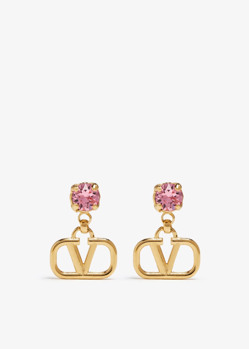 【美品】VALENTINO GARAVANI ロゴピアス ゴールド/ピンク 美品】VALENTINO GARAVANI ロゴピアス ゴールド/ピンク