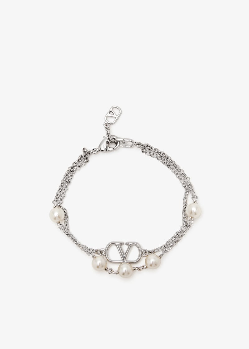 【Valentino】BRACELET VLOGO SIGNATURE PEARL◆7W2J0G16UXM Valentino Garavani VLogo Signature Bracelet With Pearls
