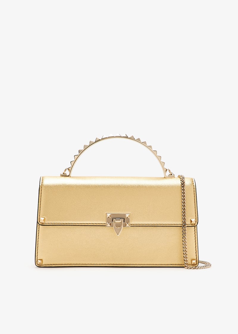 【関税込み】Valentino Garavani 'Rockstud' mini handbag VALENTINO Rockstud Mini Handbag In Lamé Calfskin