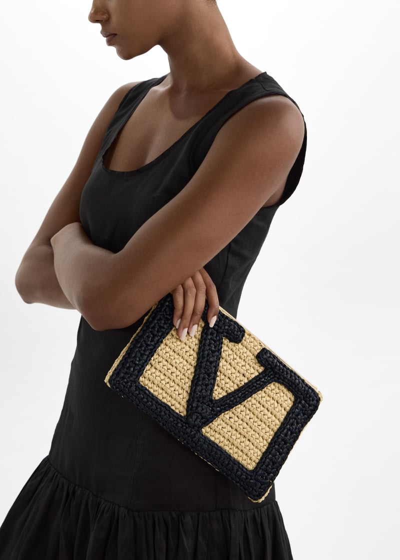 クラッチバッグ VALENTINO GARAVANI VIVA SUPERSTAR POUCH IN SYNTHETIC RAFFIA Valentino Garavani Viva Superstar Synthetic Raffia Pouch for