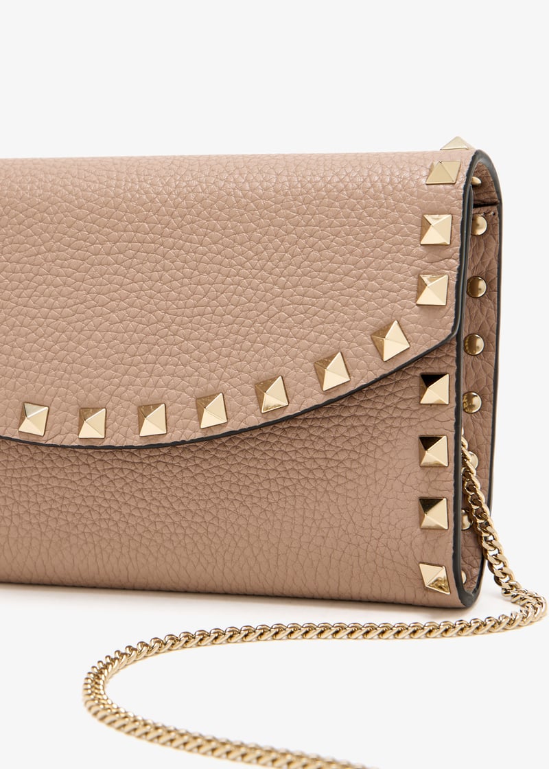 ヘアアクセサリー Valentino Garavani Garnet calfskin Rockstud chain wallet Valentino Garavani Rockstud chain wallet for Women - Beige