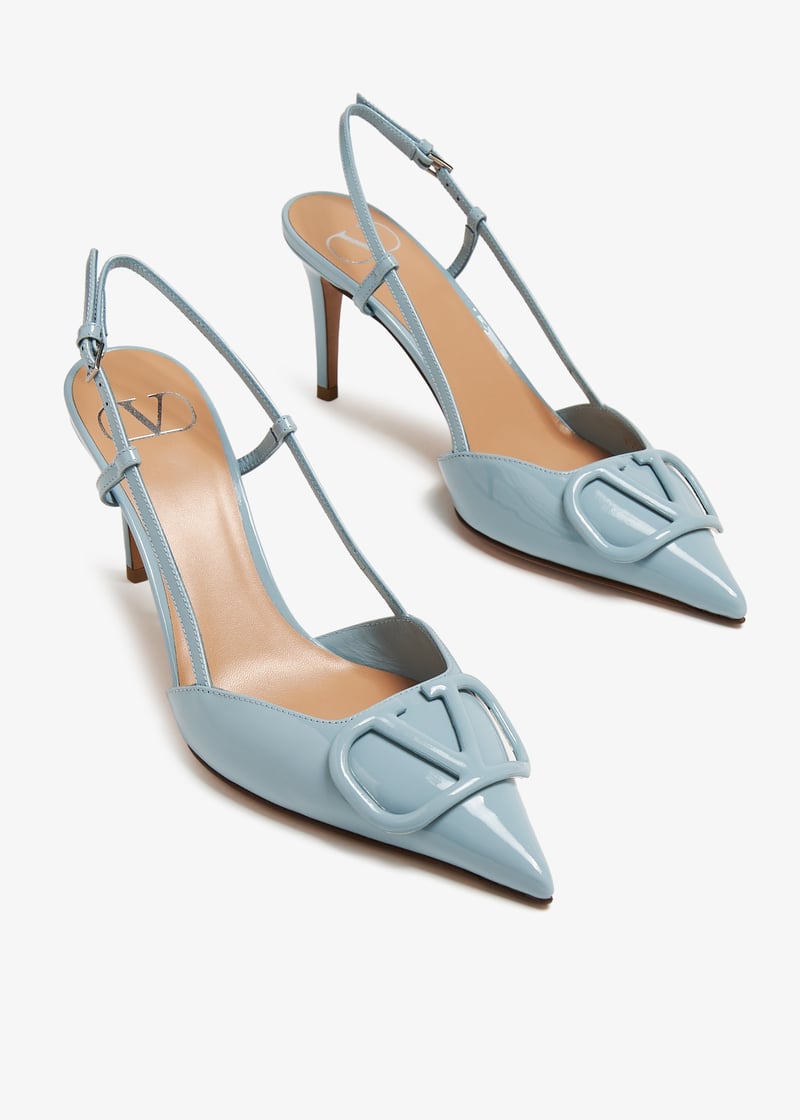【関税込み】valentino garavani Valentino Garavani slingbacks Valentino Garavani - V-Logo Black Leather Slingback, 80mm