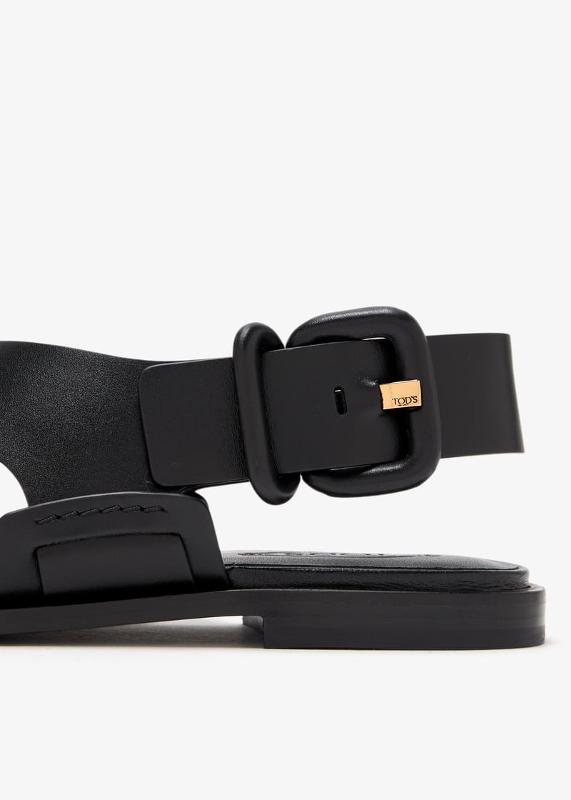 Tod's Leather sandals for Women - Black in UAE | Level Shoes