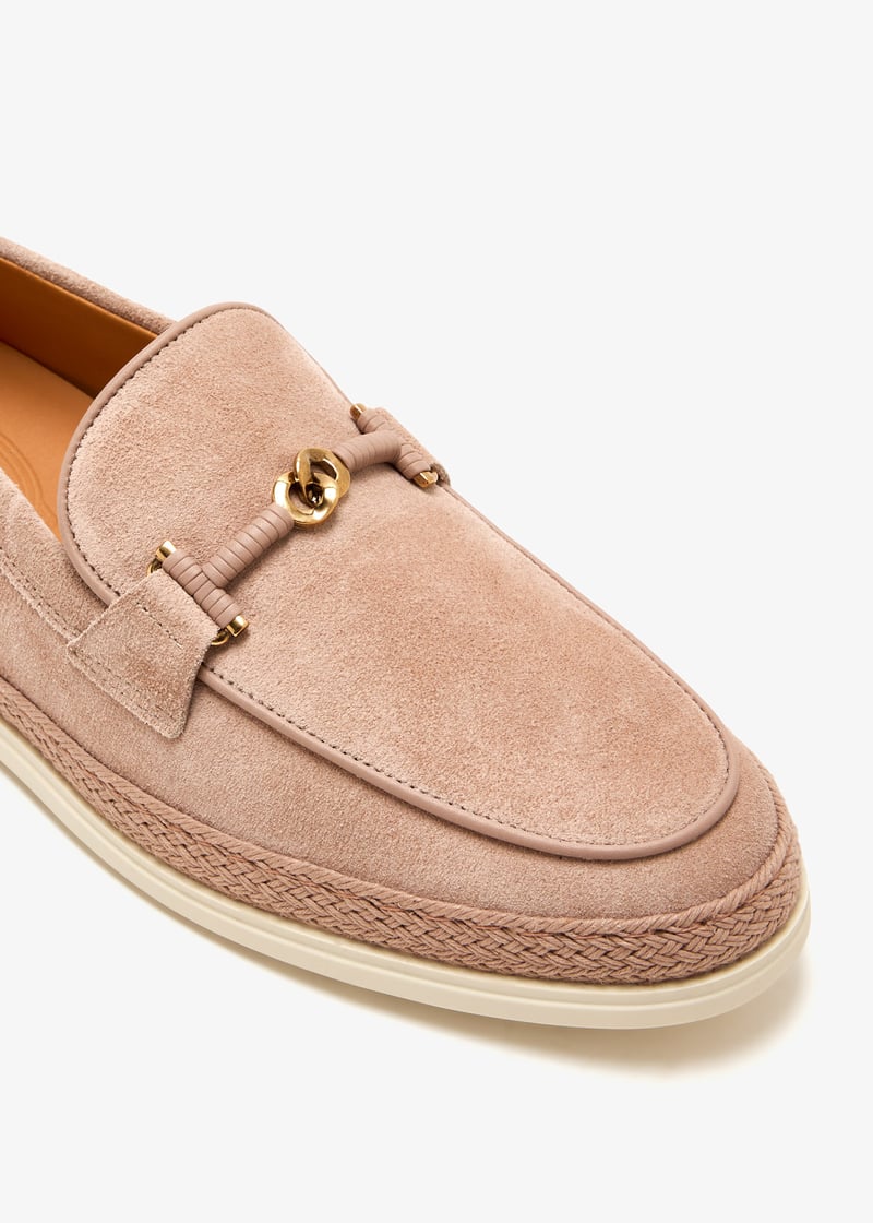 ローファー・オックスフォード TOD'S Suede loafer with l detail Beige T Ring suede loafers in beige - Tods | Mytheresa
